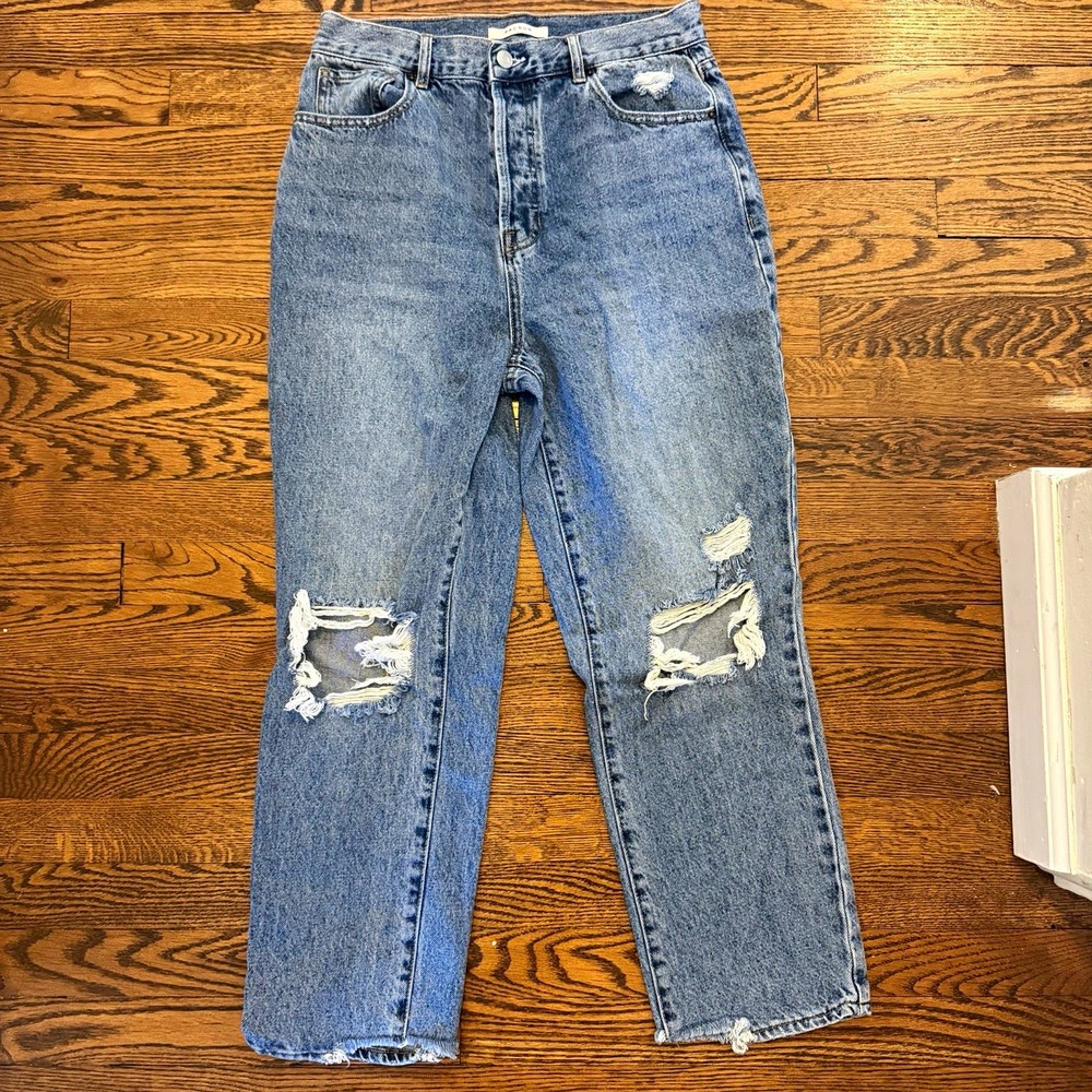 PacSun Jeans Women's Size 29 High Rise Straight Medium Wash Distressed Denim